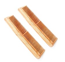 Neem Wood Comb Double Tooth Natural Wooden Combs For Men Women Set of 2