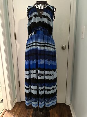 charter club 4 blue striped sleeveless midi dress | eBay
