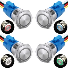 19mm 12V Momentary Push Button Switch Waterproof Led Light IP67 Stainless Steel