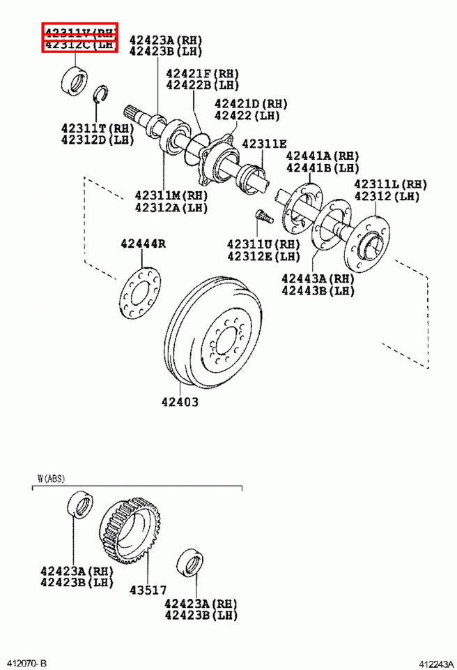 Genuine Fortuner KUN51 KUN50 KUN156 GUN166 GUN165 Rear Axle Shaft Inner