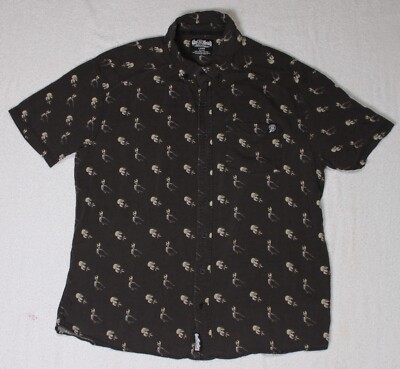 Gas Monkey Garage Men s Button-Down Short-Sleeve Black Shirt Size Large (23X27)