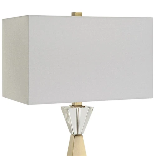 Uttermost Arete Contemporary Iron Metal and Fabric Table Lamp in Brass/White - Picture 4 of 7