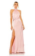 MAC DUGGAL 11642 OPEN BACK HIGH NECK SIDE RUCHED SHELL PINK GOWN sz 10