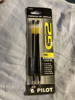 Pilot G2 Gel Refill, Fine Point, 0.7mm, Black Ink, Pack of 2 Refills