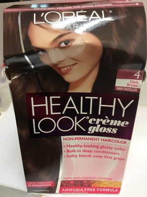 5 X imperfect box L'Oreal Healthy Look Hair Color Dark Brown Dark Chocolate #4