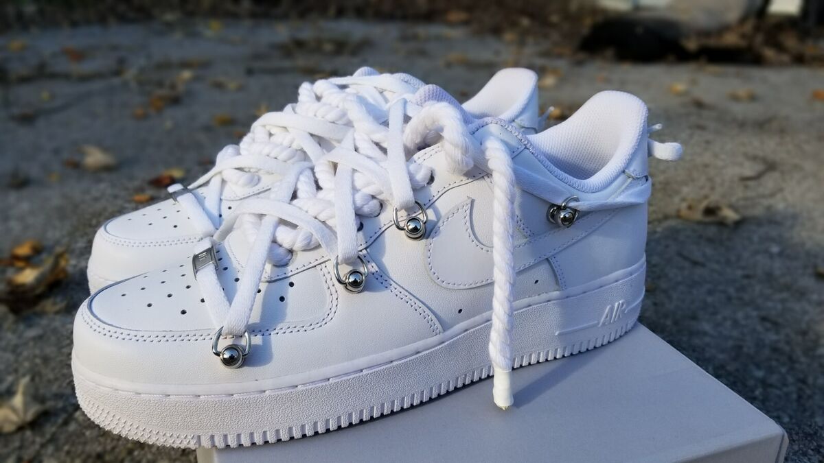 Custom Nike AF1 White Rope Lace w/ Off White Lacing System Custom Nike AF1 White Rope Lace w/ Off White Lacing System