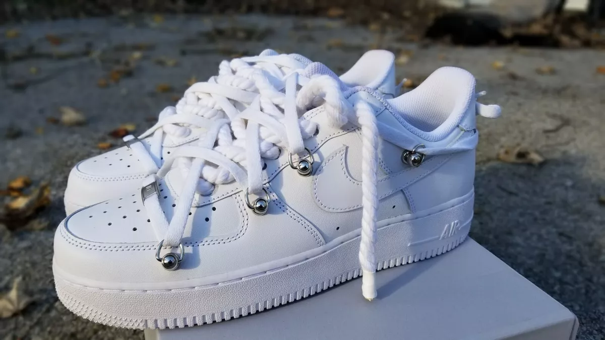 Pacifische eilanden Snazzy Kinderpaleis Nike Air Force Ones Size 10 Men. White Rope Lace. Off White Lacing System  Custom | eBay