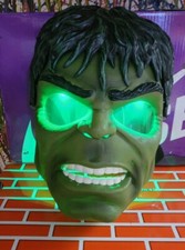 Vintage Marvel Hulk Light Up Mask 2008 TESTED WORKS - NEW BATTERIES- HALLOWEEN