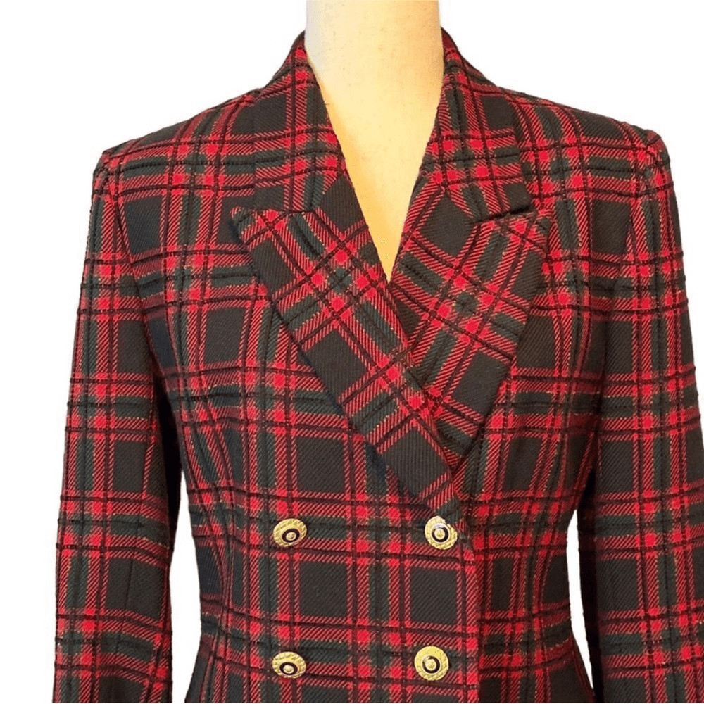 Pendleton Double Breasted Red Wool Plaid Blazer| … - image 2