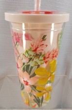 Image of Sip Sip Tumbler with Straw Hawaiian Floral Wish You Were Here 85101 ban.do 20 oz