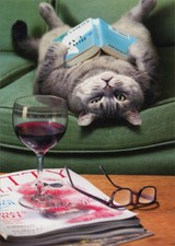 Upside Down Cat Reading Book Funny Mothers Day Card By Avanti Press
