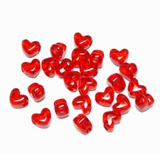 Ruby Red Heart shaped Pony Beads horizontal hole made in USA crafts jewelry