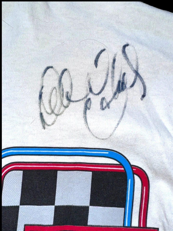 Dale Earnhardt VINTAGE NWOT DUAL SIDED ALL OVER PRINT signed T-Shirt 1996 RARE - Image 2 of 4