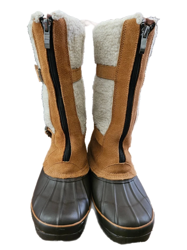 Women's Khombu Sz 6M Brown Insulated Suede Faux Fur Front Zip Up Winter Boots  - Image 2 of 4