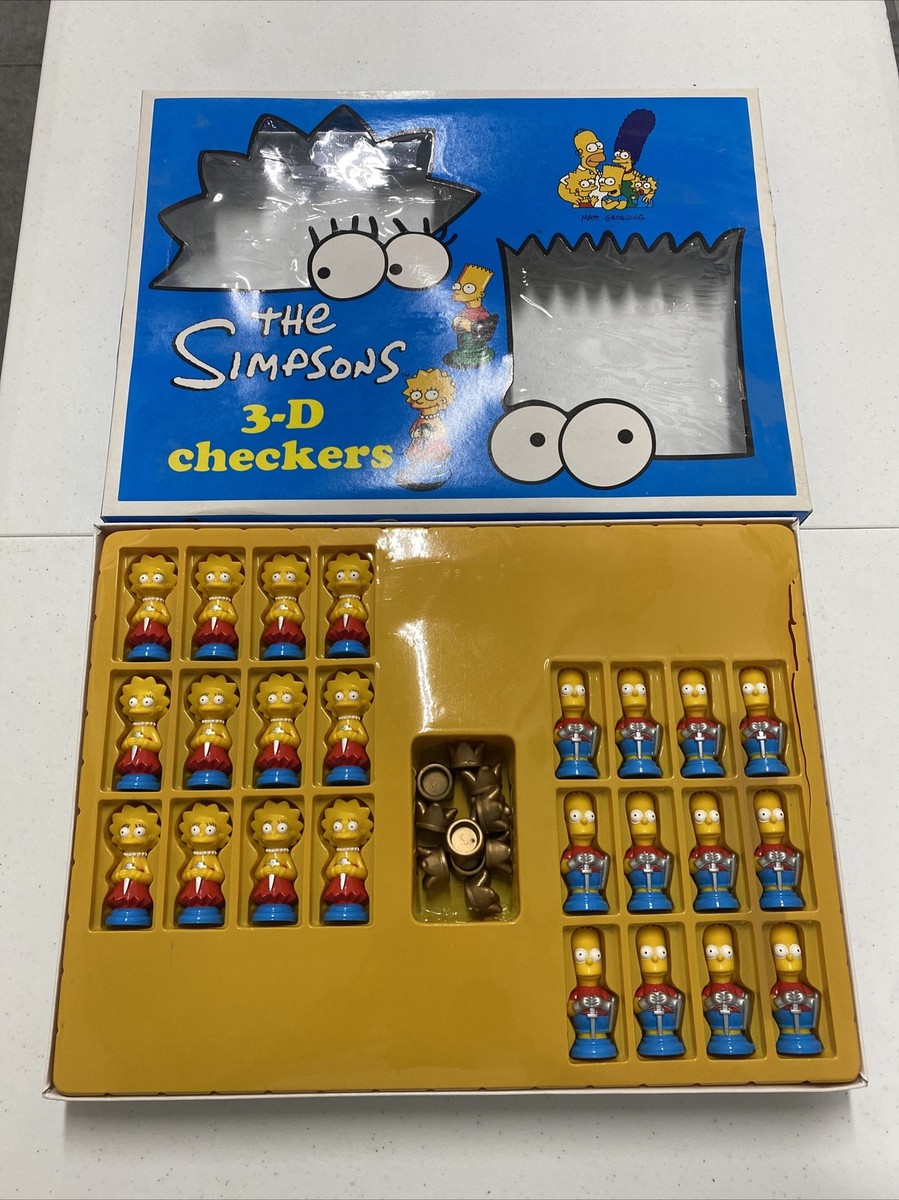 The Simpsons 3D Checkers w/ Gameboard and Instructions Vintage