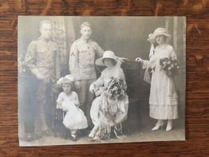 WW1 US Soldier Photograph Bride Groom Best Man Child Wedding Philadelphia PA 