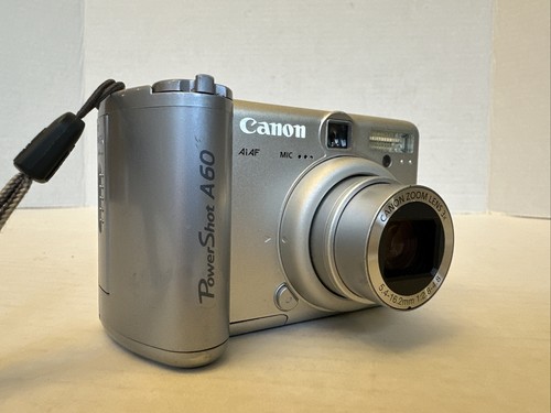 Canon PowerShot A60 Silver 1.5" LCD 2MP Compact Digital Camera TESTED & WORKING