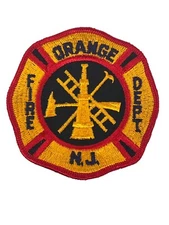 Vintage Orange NJ New Jersey Fire Dept Embroidered Sew On Patch