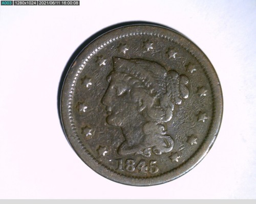 1845 large cent (2-348 3m3)