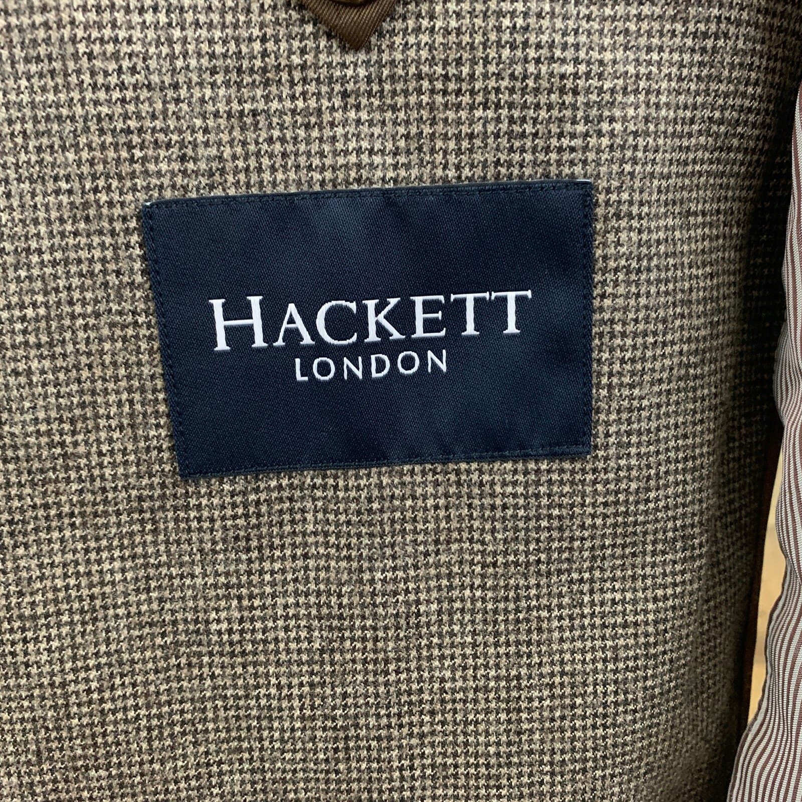 HACKETT Men's Jacket Wool Brown Houndstooth Sport… - image 6