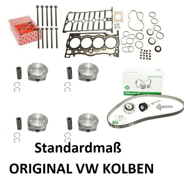 Kolbenset Std. Reparatur Kit + Zahnriemen FüR Vw 1.4 Tsi Cmb Cxs 04E107065GF Gol-image