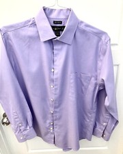 Pronto Uomo Mens Purple Classic Fit Dress Shirt 15.5 Neck 32/33 Long Sleeve
