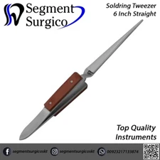 Tweezers & Cross locking & Straight Soldering tweezers 6" with Fiber Grip
