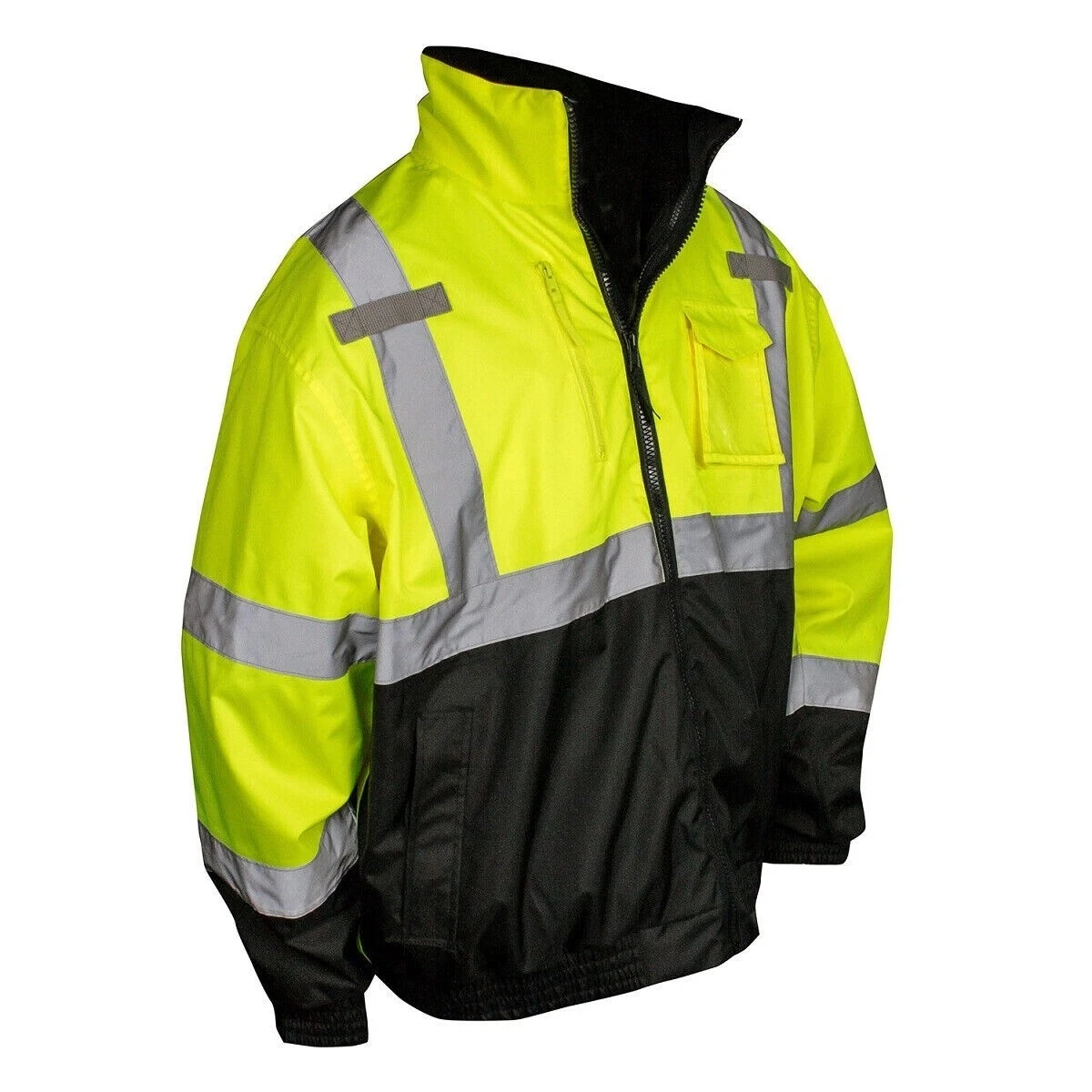 HIGH VISIBILITY WATERPROOF INSULATED REFLECTIVE ROAD WORK BOMBER JACKET - 4XLRG - product detail image 2