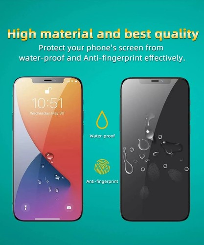 2 Pack Privacy Tempered Glass Screen Protector For iPhone 16 15 14 13 12 11 Max - Picture 12 of 15