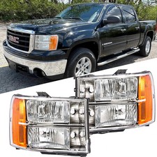 For 07-13 Gmc Sierra 1500 2500 3500 Hd Factory Style Headlights Head Lamp Chrome For 07-13 Gmc Sierra 1500 2500 3500 Hd Factory Style Headlights Head Lamp Chrome