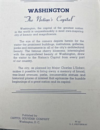 1945 Washington DC, the Nations capital illustrated 60 pg booklet Vintage Guide - Foto 3 di 12