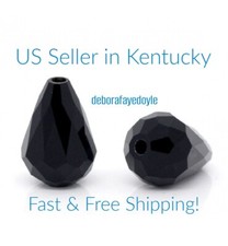 15pcs 11x8mm Czech Jet Black Teardrop Crystal beads for Jewelry 5328