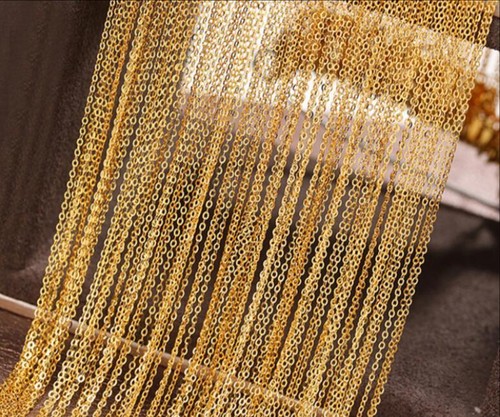 VERA COLLANA ORO GIALLO MASSICCIO 18K CATENA a forma di O catena clavicolare - Foto 2 di 5