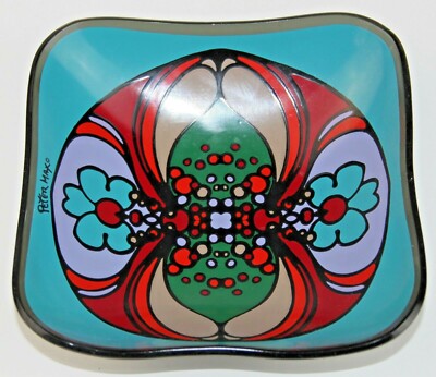 Teller Glas Glasteller Rauchglas 70er 70s 60er 60s psychedelic Peter Max pop art