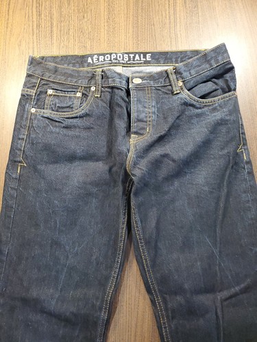 Aeropostale Jeans Mens Size 33/34 34/34 Slim Straight Button Fly Denim Dark - Picture 2 of 8