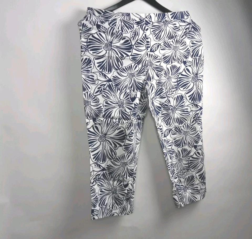 Pantalones florales para mujer Sunny Leigh azules y blancos talla 12 Foto 2 de 4