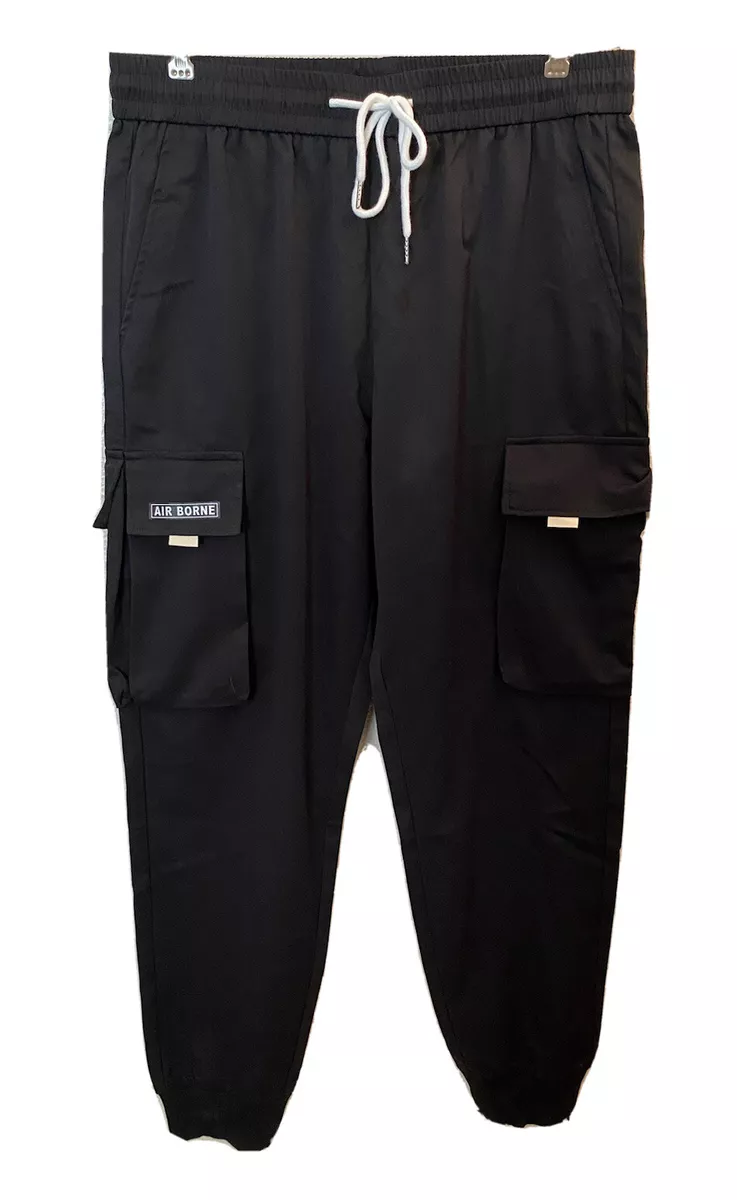 SHEIN Men's Cargo Jogger Pants Airborne Black Size Large NEW NWOT