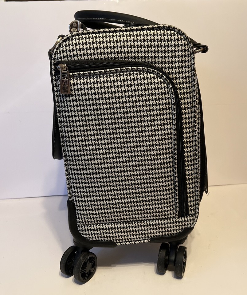 London Fog OXFORD III Under Seat Bag, Black & White CarryOn 15Inch 8