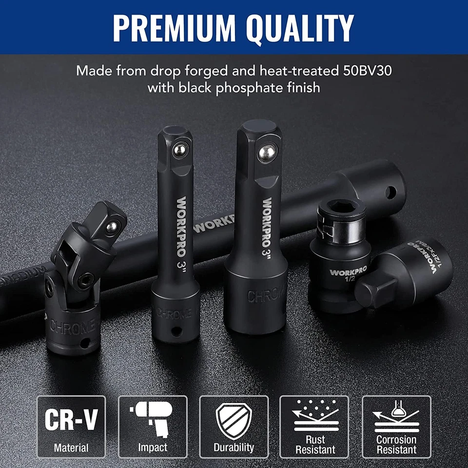 WORKPRO 18PC/9PCS Impact Driver Extension Bar Drive Socket Extension Accessories - Image 4 of 4