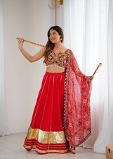 Latest New Heavy Rayon Red Lehenga Choli With Dupatta For Women Wear
