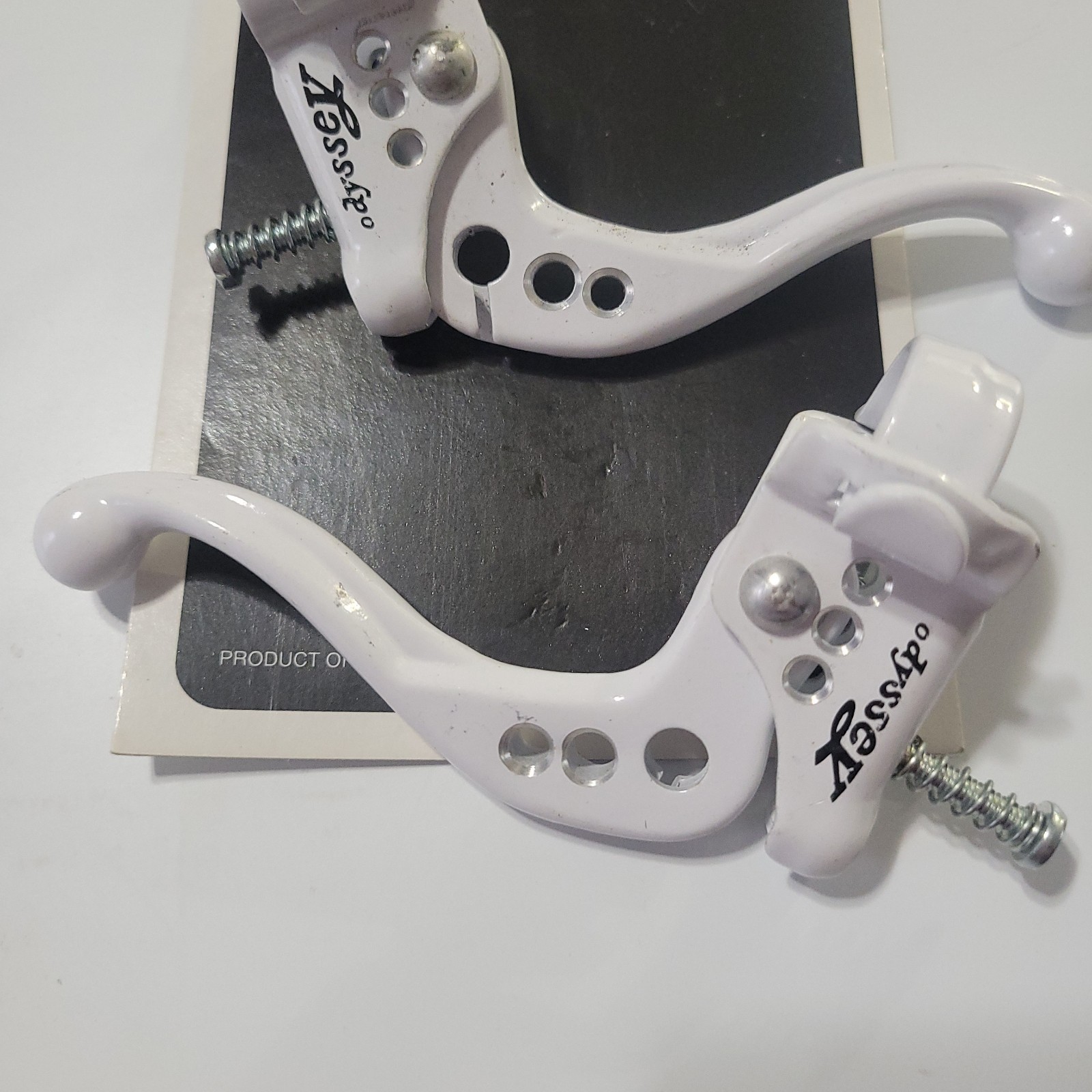 old school NOS white Odyssey RX2 RX-2 brake levers bmx freestyle bike