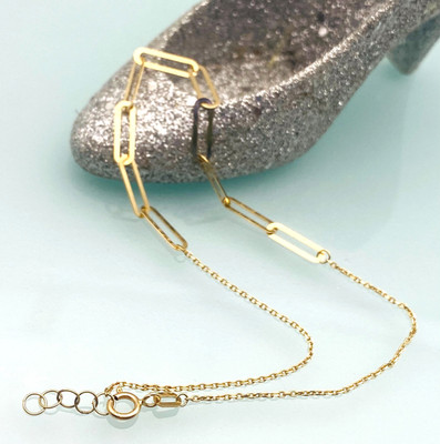 Fußkette  Paperclip Kette 750  Gelbgold  18 KT  Gold  24-25cm einfach *W O W* 