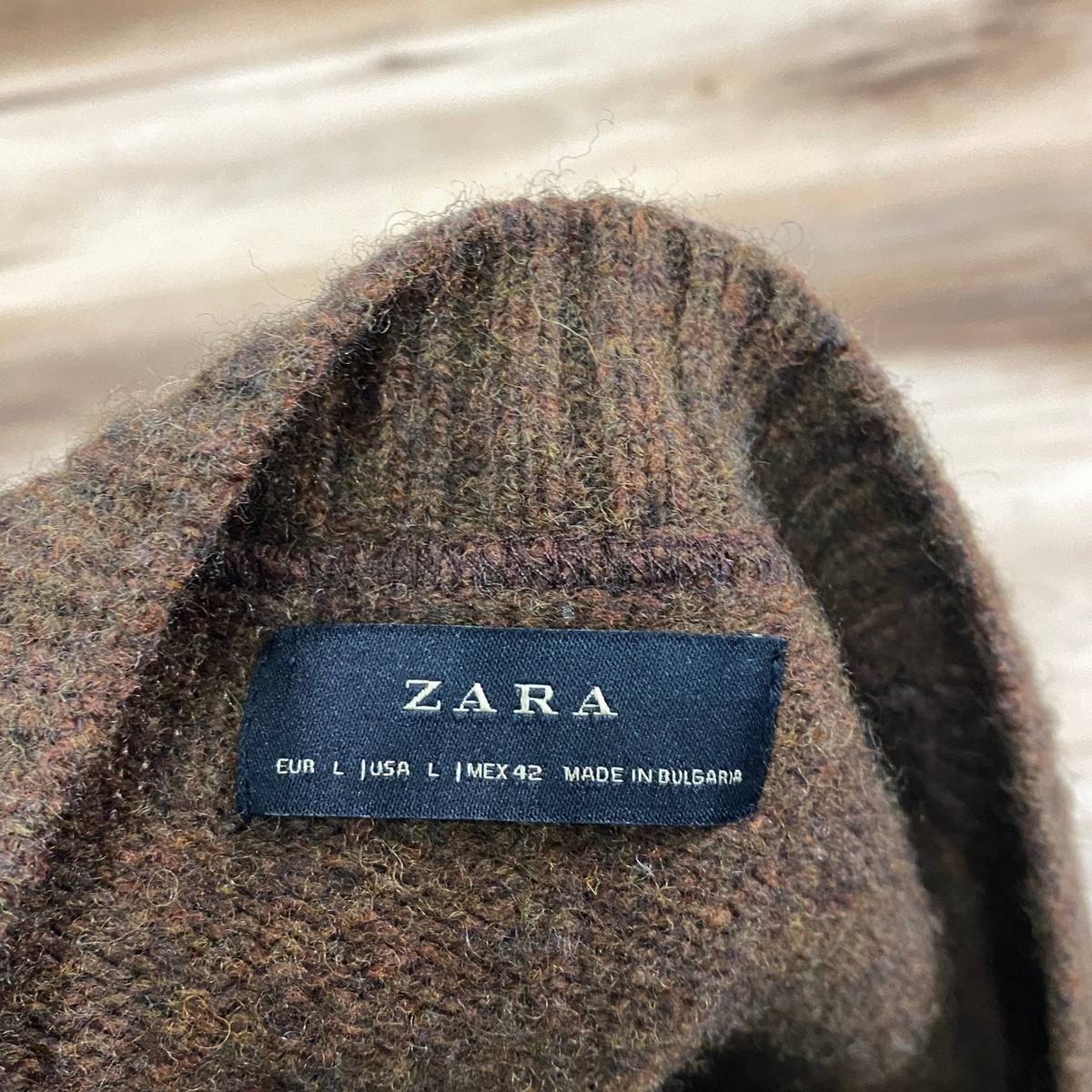 Zara Cardigan Men Large Wool Blend Button Front Brown Modern