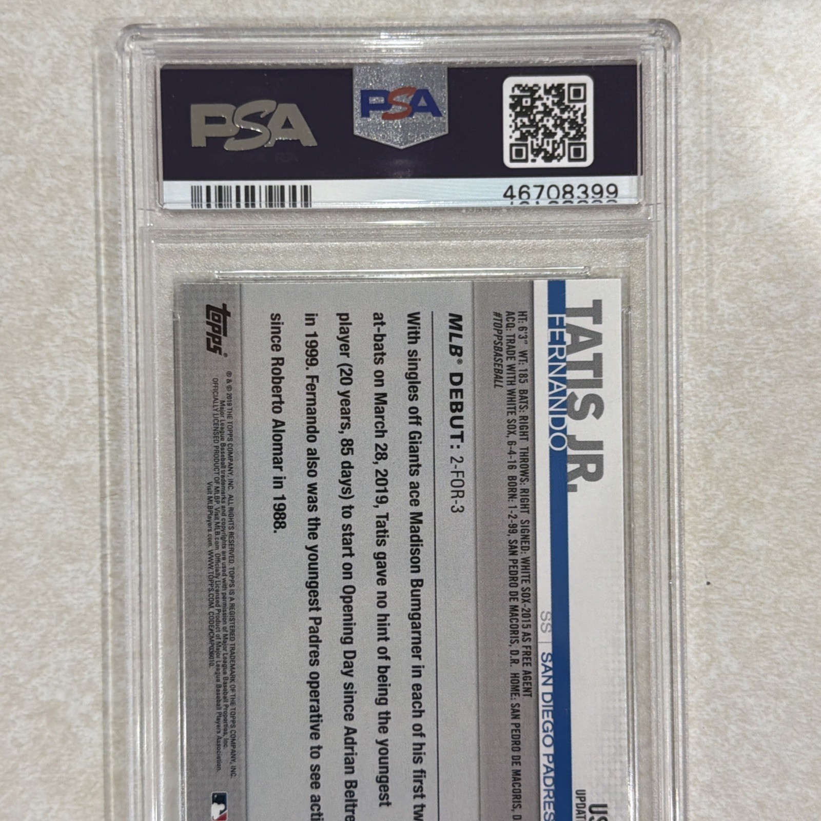 2019 Topps Update Rainbow 🌈 Foil Fernando Tatis Jr PSA 10 ROOKIE RC SP HOLO view 5