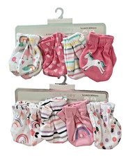 Zak  Zoey -Baby Girl-Scratch Mittens-Set of 4-Size: 0-12 Months-Pink/Multicolor