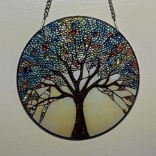Stained Glass Tree Suncatcher Multicolor Decorative Hanging