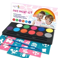 Face Painting Kit for Kids - 12 Safe Non-Toxic Colors, Large Water-Based Matte