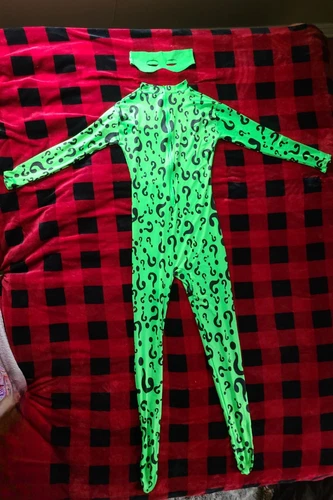 Batman Forever Riddler Cosplay Costume Gotham City Joker Green Jumpsuit