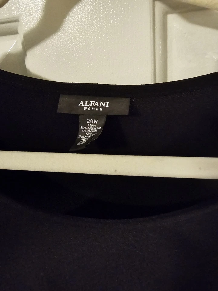 Alfani Polished and versatile Black dress with Embroidered Sleeves Size 20w - Image 4 of 4