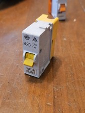 WYLEX 20A Type B Push/Plug-In Circuit Breaker SK B20 20 Amp MCB Inc.Base  Yellow